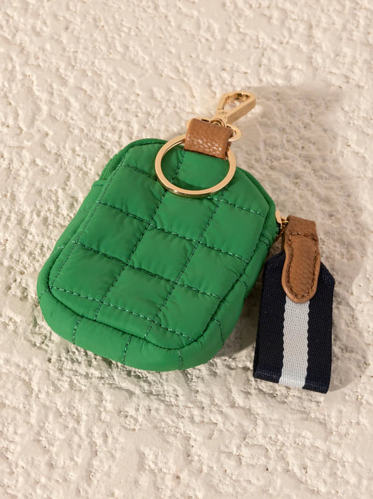 Ezra Quilted Nylon Clip-on Pouch, Green