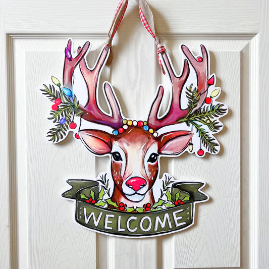Holiday Deer Door Hanger - Christmas