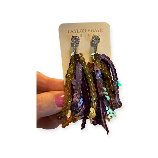 Purple and Gold Tassel Earrings