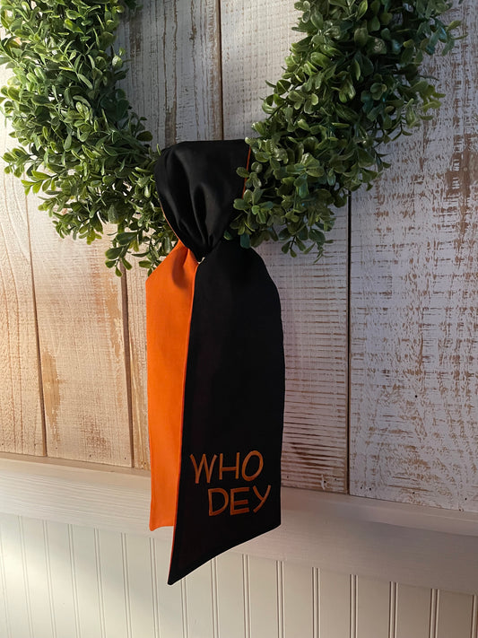 Who Dey Orange and Black Wreath Sash
