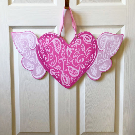 Chinoiserie Winged Heart Door Hanger - Valentine's Day Decor
